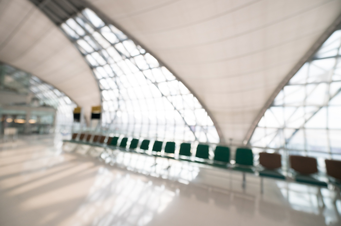 Abstract blur airport terminal interior